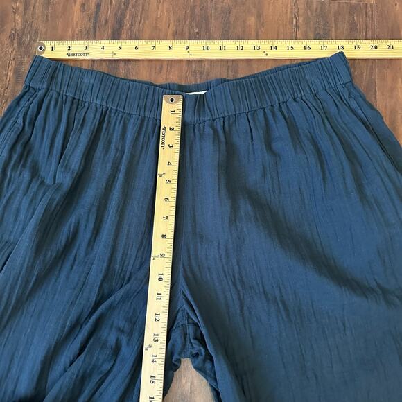 PACT Cropped Pants Black Wrinkled High Rise Wide Leg Lagenlook Goth - Picture 12 of 14